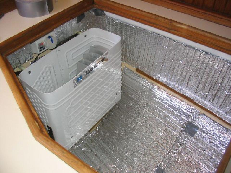 Ice Box insulation The completed job. Note We made a top blanket out